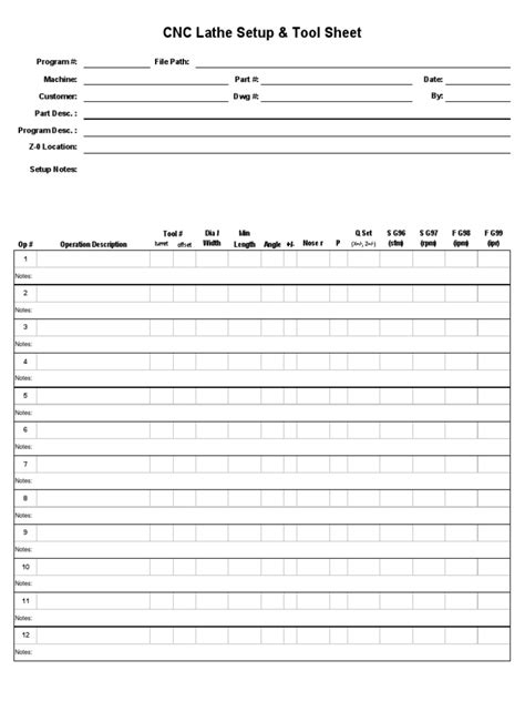 cnc lathe machine tool setting|cnc lathe setup sheet.